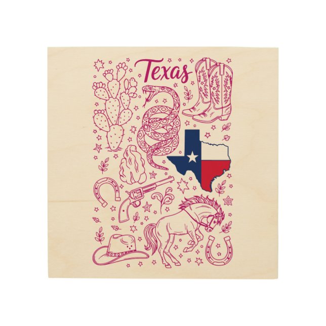 Texas Cowboy Pack Western Vibes Wood Wall Art (Front)