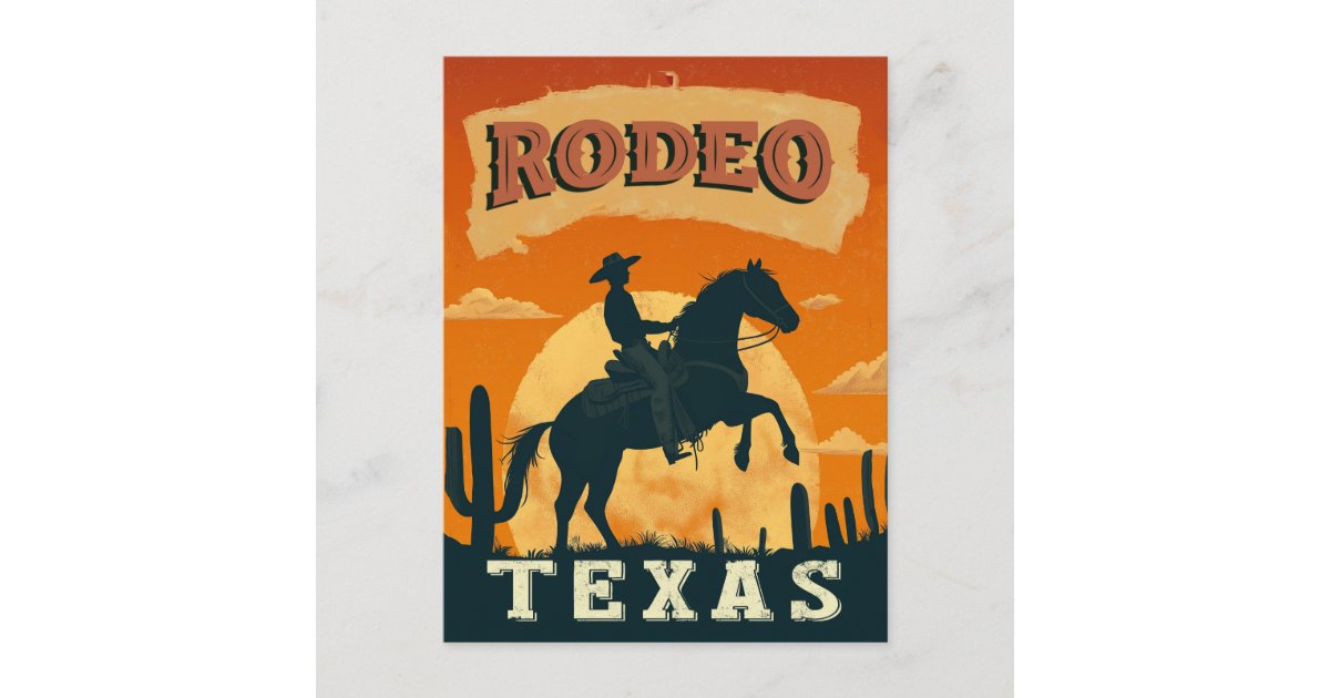 Texas Rodeo Sign Texas Cowboy Rodeo Vintage Postcard | Zazzle