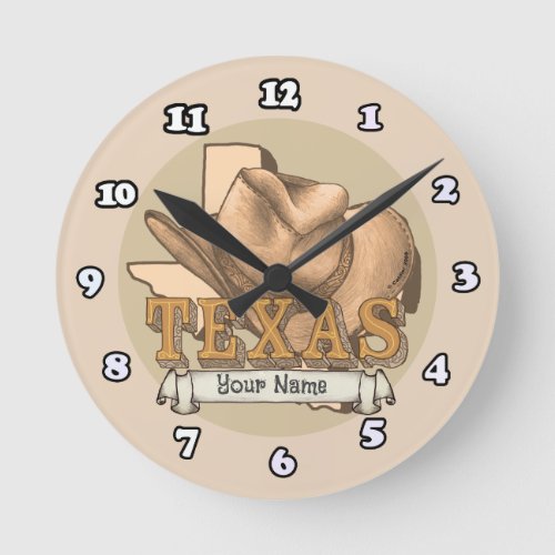  Texas cowboy   Round Clock