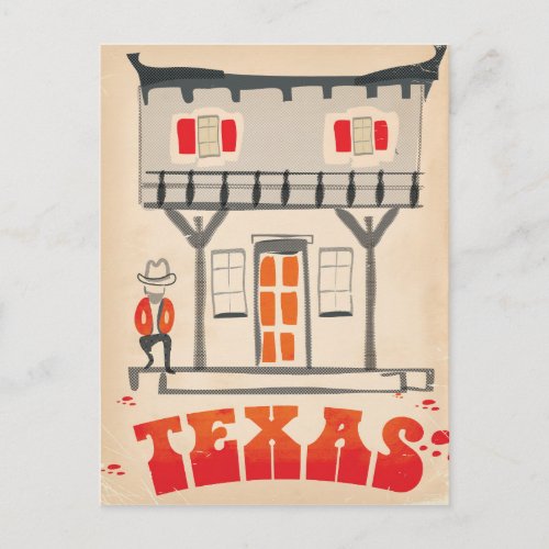 Texas Cowboy Vintage Style travel poster Postcard