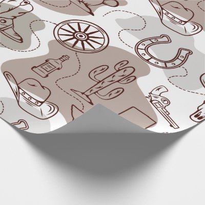 Texas Cowboy Western Doodle Wrapping Paper