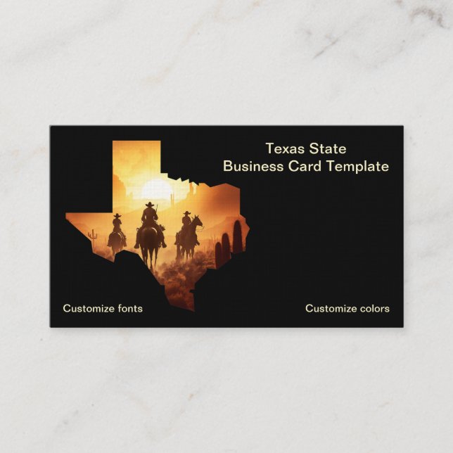 Texas Cowboys State of Texas Logo Business Card (Front)
