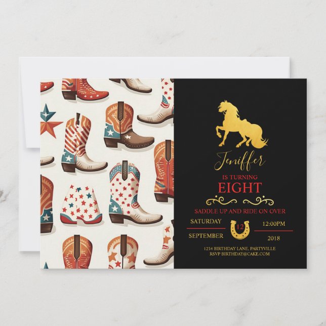 texas cowgirl country wild, illustration drawing   invitation (Front)