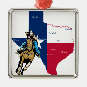 Texas Cowgirl Metal Ornament