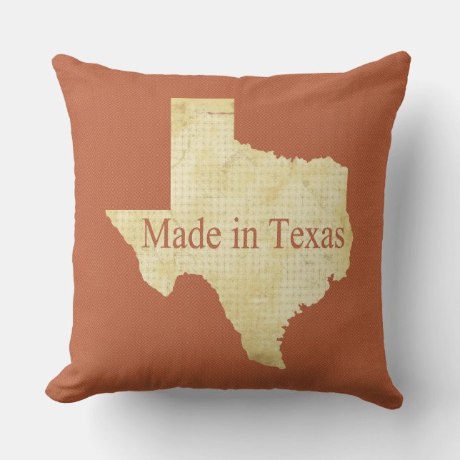Texas Cream and Rusty Red Square Throw Pillow (Front)
