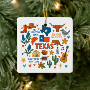 Texas Custom Family Trip Christmas Ceramic Ornament