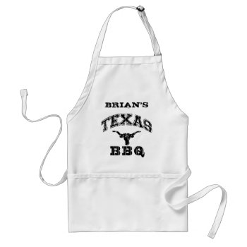Texas Custom Name Bbq Logo Adult Apron by MiniBrothers at Zazzle