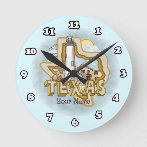 Texas  custom name round clock