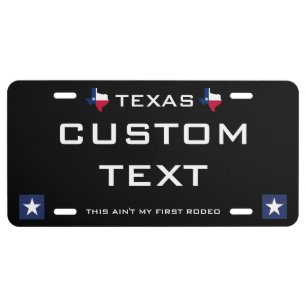 Texas Custom Text Black License Plate
