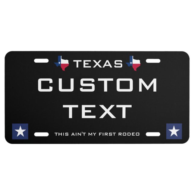 Texas Custom Text Black License Plate (Front)