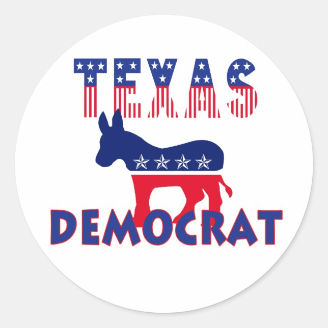 Texas Democrat Classic Round Sticker (Front)