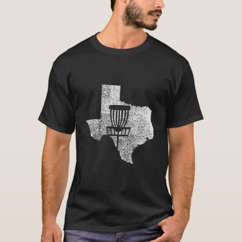 Texas Disc Golf State With Basket Distressed Graph T_Shirt