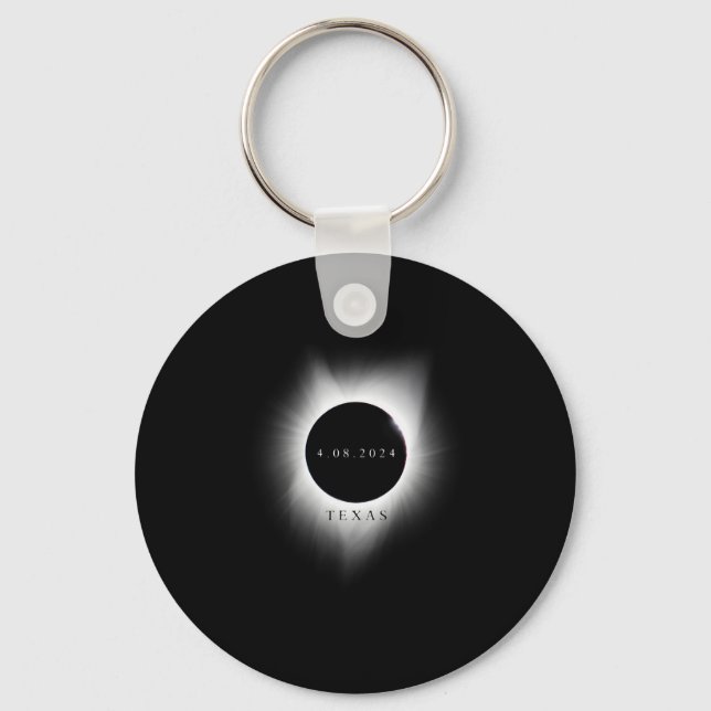 Texas Eclipse 4.08.24 Total Solar Eclipse 2024 Tex Keychain (Front)
