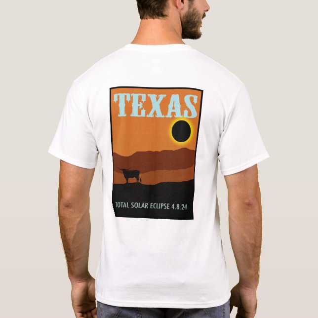 Texas Eclipse Travel Poster two sided T-Shirt (Back)