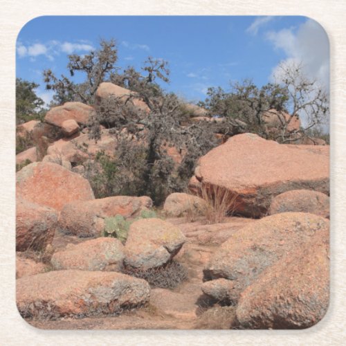 Texas Enchanted Rock State Park Pink Granite Square Paper Coaster