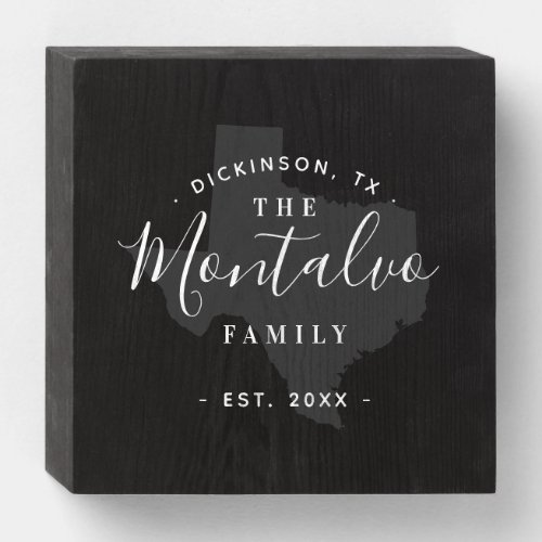 Texas Family Monogram State Map Wooden Box Sign
