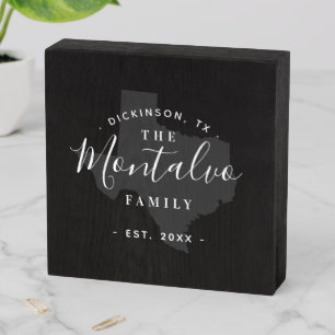 Texas Family Monogram State Map Wooden Box Sign