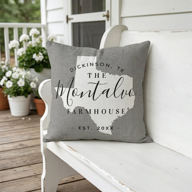 Texas Family Monogram State Throw Pillow (Creator Uploaded)