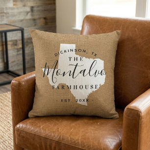 Texas Family Monogram State Throw Pillow