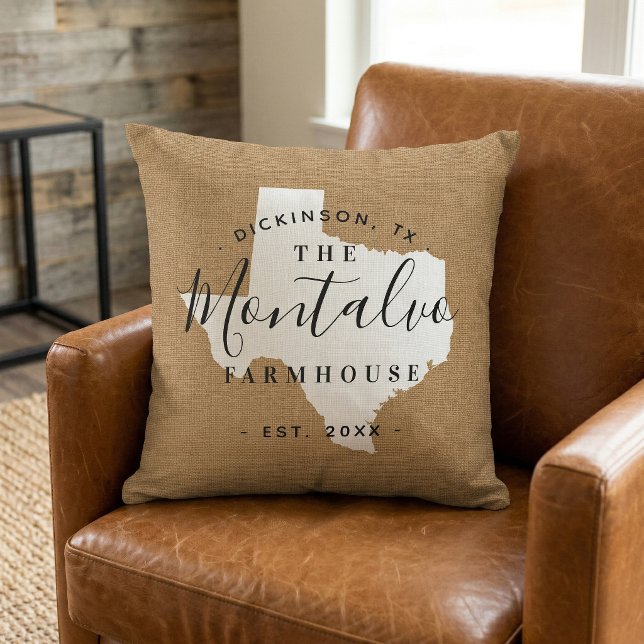 Texas Family Monogram State Throw Pillow (Creator Uploaded)