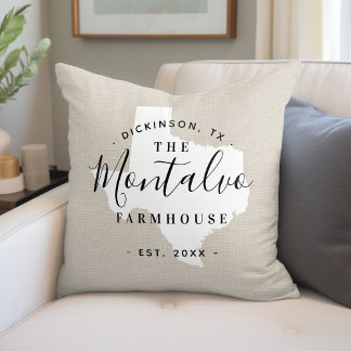 Texas Family Monogram State Throw Pillow