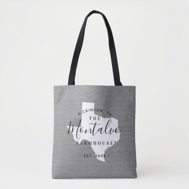 Texas Family Monogram State Tote Bag (Front)