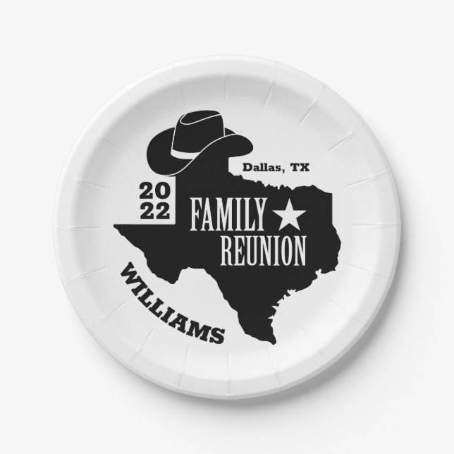 Texas Family Reunion Paper Plates (Front)