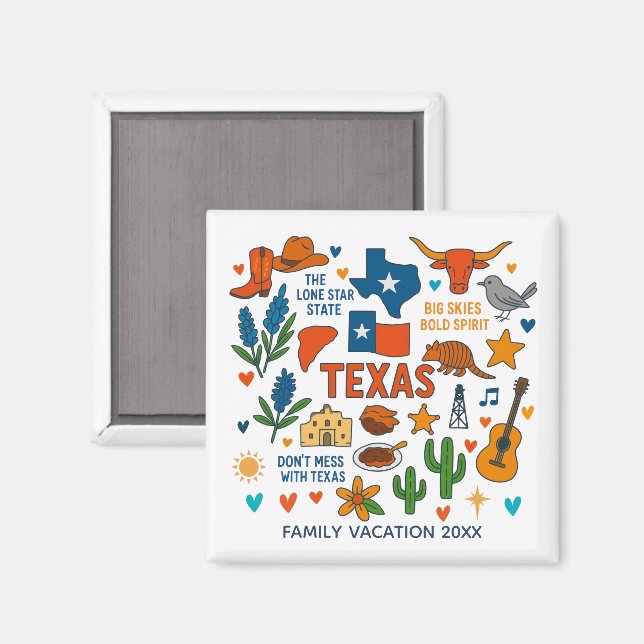 Texas Family Trip Keepsake Personalized Magnet (Front/Back)