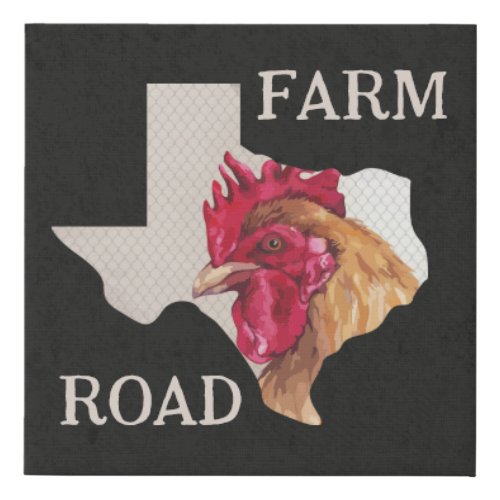 Texas Farm Road Chicken Faux Canvas Print