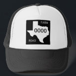 Texas Farm Road Trucker Hat<br><div class="desc">Texas farm road sign. Customize with any number: just change "0000" text.</div>