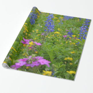Texas field of wild flowers and bluebonnets. wrapping paper