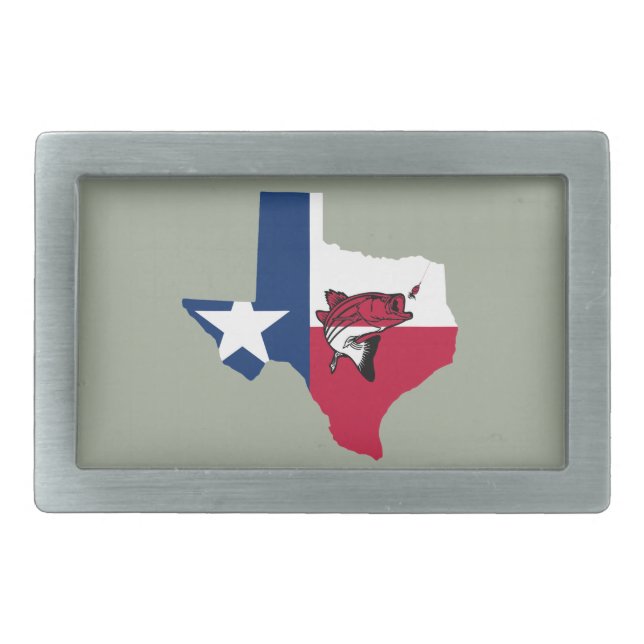 Texas Fishing Rectangular Belt Buckle (Front)