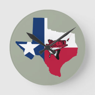 Texas Fishing Round Clock