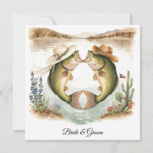 Texas Fishing Wedding Invitation Cowboy Hat Bass 
