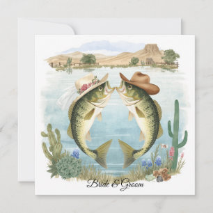 Texas Fishing Wedding Invitation Cowboy Hat Bass 