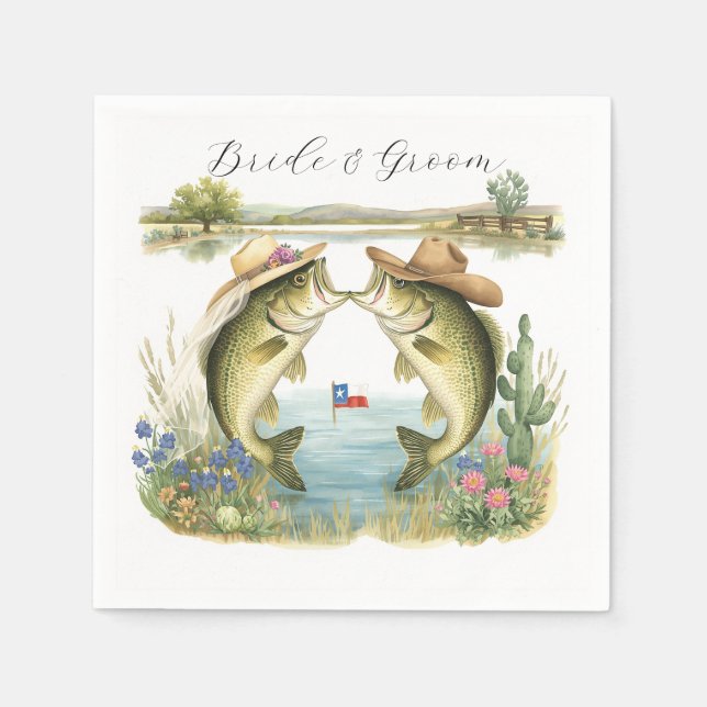 Texas Fishing Wedding  Napkins (Front)