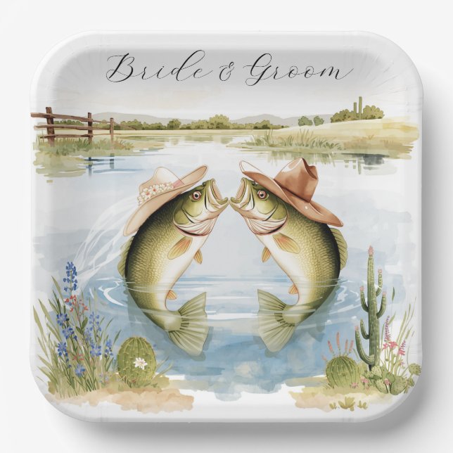 Texas Fishing Wedding  Paper Plates (Front)