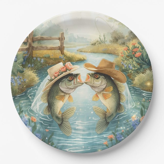 Texas Fishing Wedding  Paper Plates (Front)