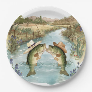 Texas Fishing Wedding Paper Plates