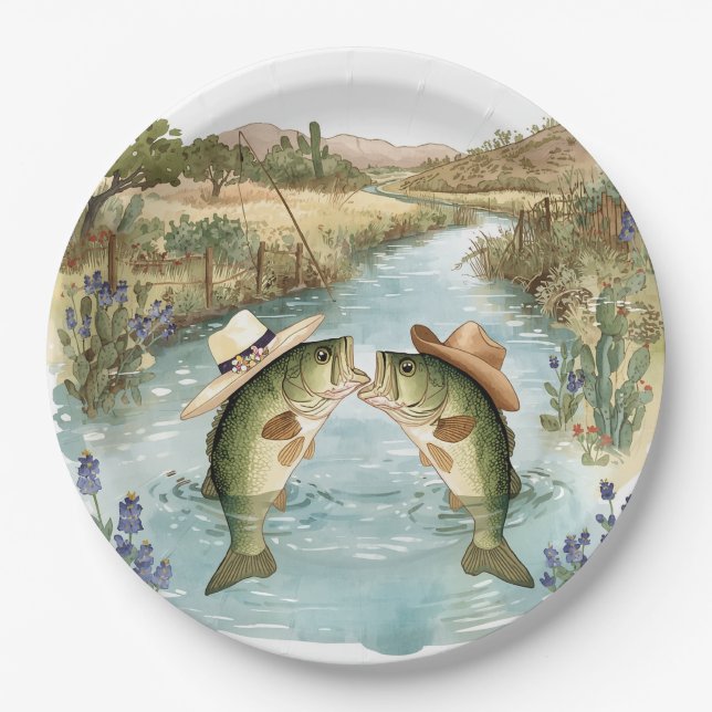 Texas Fishing Wedding  Paper Plates (Front)