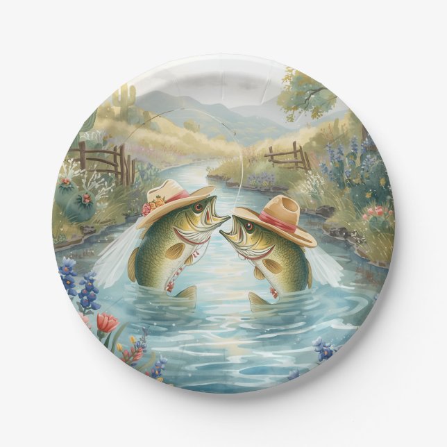 Texas Fishing Wedding  Paper Plates (Front)