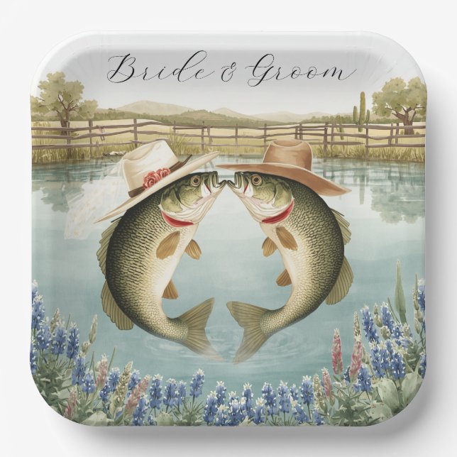 Texas Fishing Wedding  Paper Plates (Front)