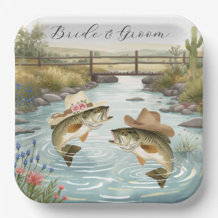 Texas Fishing Wedding Paper Plates