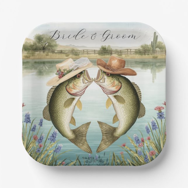 Texas Fishing Wedding  Paper Plates (Front)