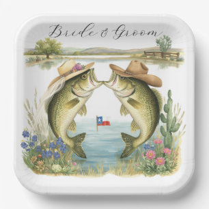 Texas Fishing Wedding Paper Plates
