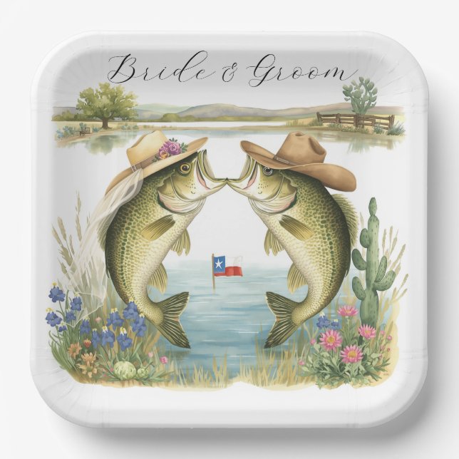 Texas Fishing Wedding  Paper Plates (Front)