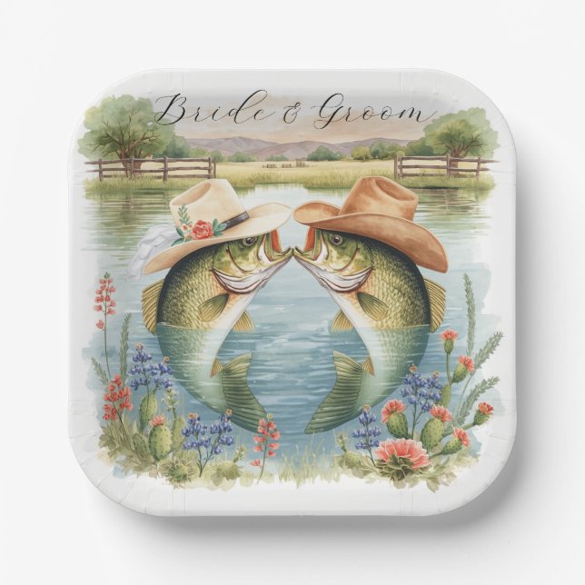 Texas Fishing Wedding  Paper Plates (Front)