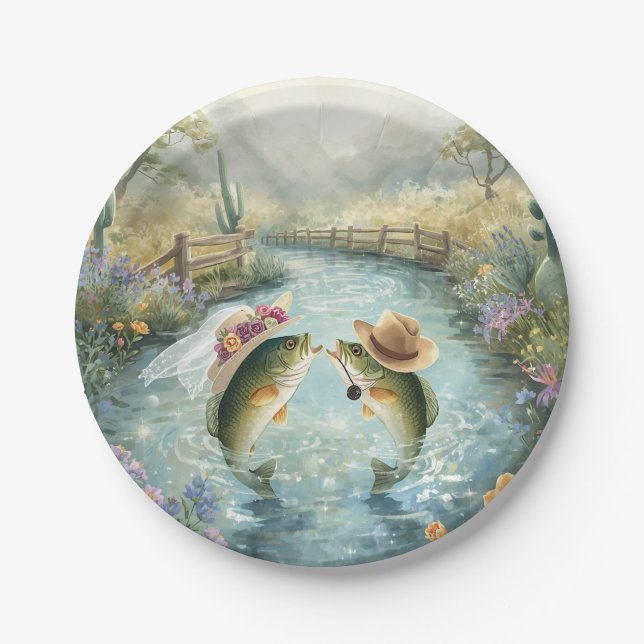 Texas Fishing Wedding  Paper Plates (Front)