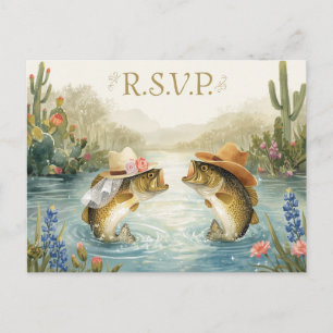 Texas Fishing Wedding R.S.V.P. response Postcard