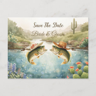 Texas Fishing Wedding Save the Date Cowboy Postcard